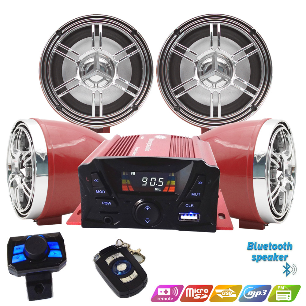 Audio Music Sound - 12V 4 ช่อง UTV ATV รถกอล์ฟรถจักรยานยนต์ลำโพงบลูทูธกันน้ำ