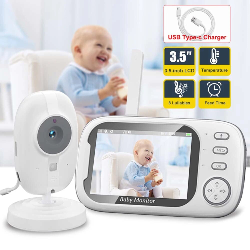 Audio Music Kids - กล้องวงจรปิดสำหรับดูวิดีโอสำหรับเด็ก3.5นิ้ว2.4G แม่เด็ก2ทางพูดคุยและการมองเห็นได้ในเวลากลางคืนได้มีกล้องวิดีโอเฝ้าระวังที่มีอุณหภูมิ