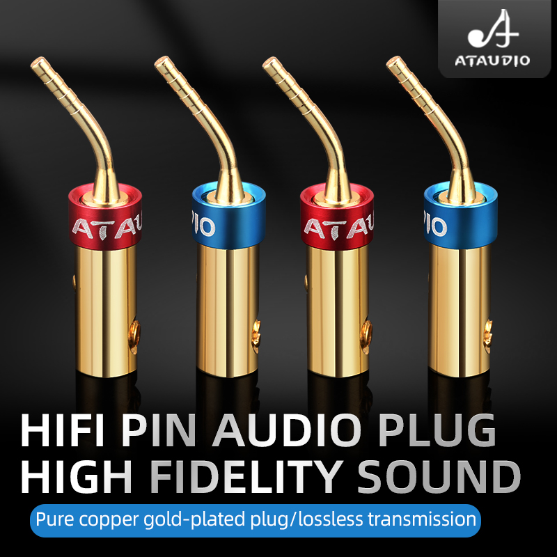 Audio Music Hifi - ATAUDIO ชุดปลั๊กกล้วยไฮไฟ 8 ชิ้น ทองแดงแท้ สำหรับเชื่อมต่อสายลำโพง