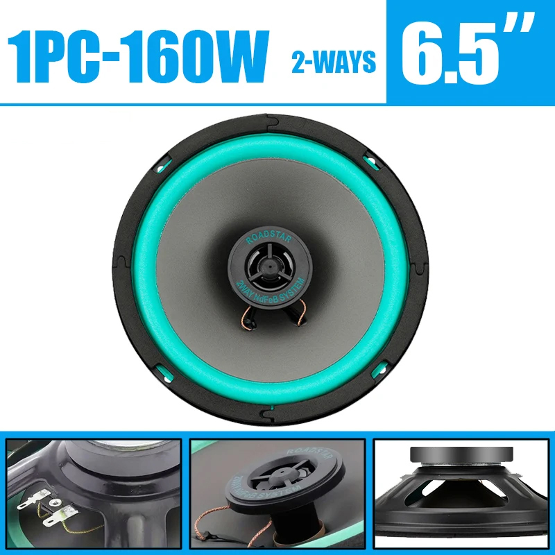 Audio Universal Music - 1PC 160W 6.5 นิ้วรถลําโพง HiFi รถประตูซับวูฟเฟอร์