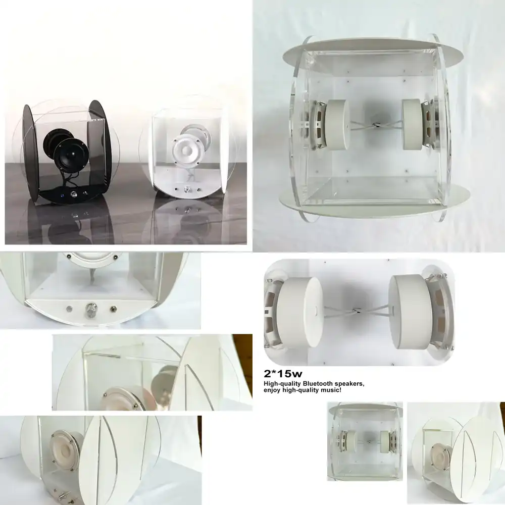 Audio Music Sound - ลำโพงบลูทูธโปร่งใสสีฟ้า ขนาด 15 นิ้ว ลำโพงไร้สายสำหรับคอมพิวเตอร์ ระบบเสียงระดับมืออาชีพ