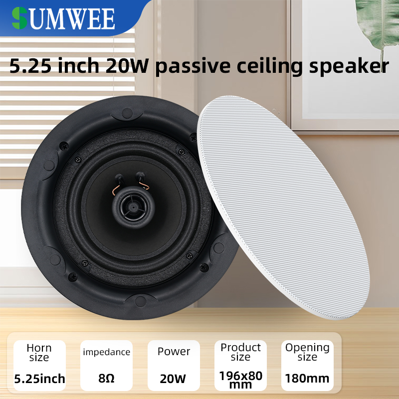 Audio Music System For Home - ลำโพงติดเพดานขนาด 5.25 นิ้ว 8 โอห์ม ลำโพงสเตอริโอโคแอกเชียล