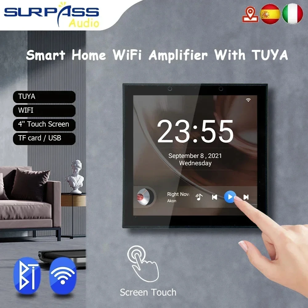 Audio Music System For Home - 4 นิ้วสมาร์ท TUYA WiFi Wall เครื่องขยายเสียงเพลงเสียง