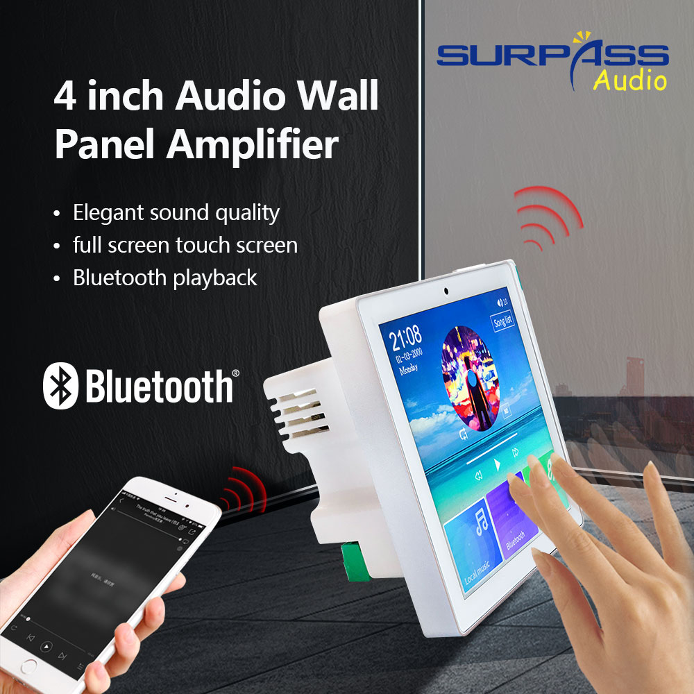 Audio Music System For Home - ระบบเครื่องเสียงบ้านอัจฉริยะเครื่องเล่นเพลง 2 ช่อง 4 นิ้วหน้าจอสัมผัสขนาดเล็กไร้สาย Bluetooth