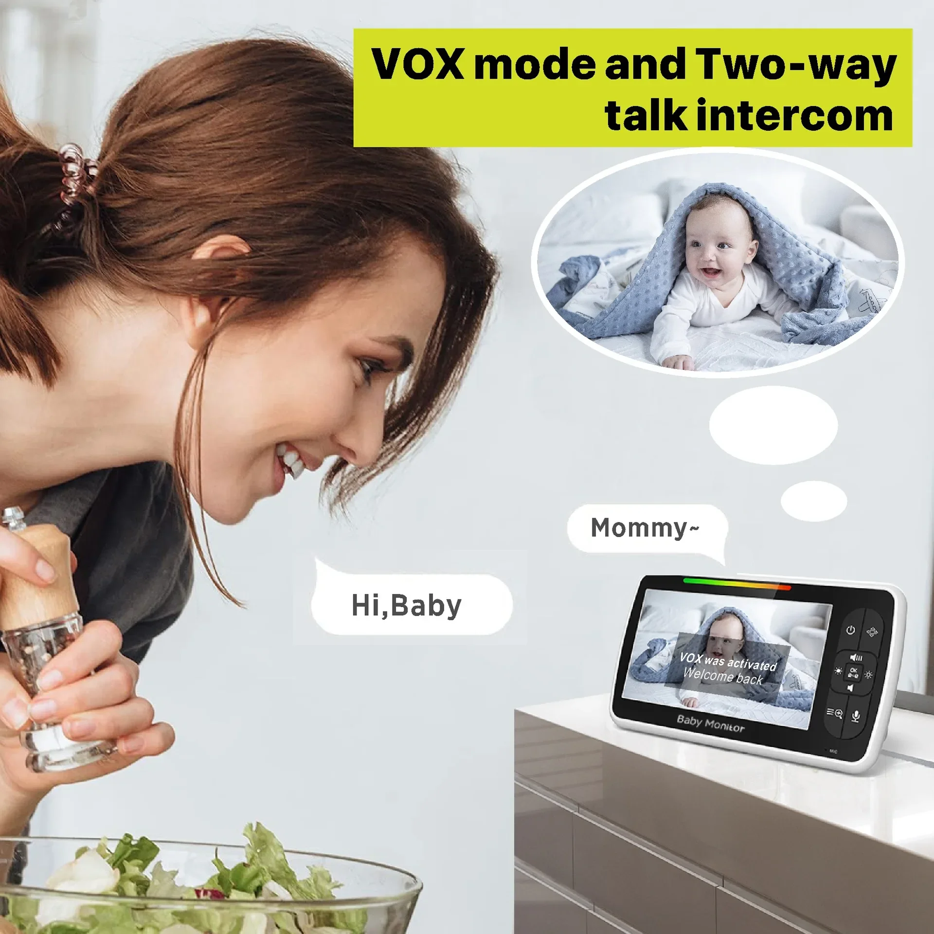 5.0 นิ้ว Video Baby Monitor พร - Audio Music Kids บทวิจารณ์และราคา