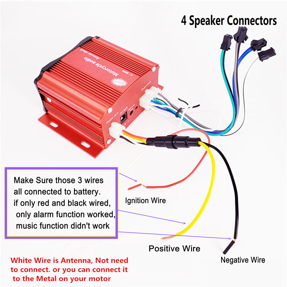 12V 4 ช่อง UTV ATV รถกอล์ฟรถจั - Audio Music Sound บทวิจารณ์และราคา