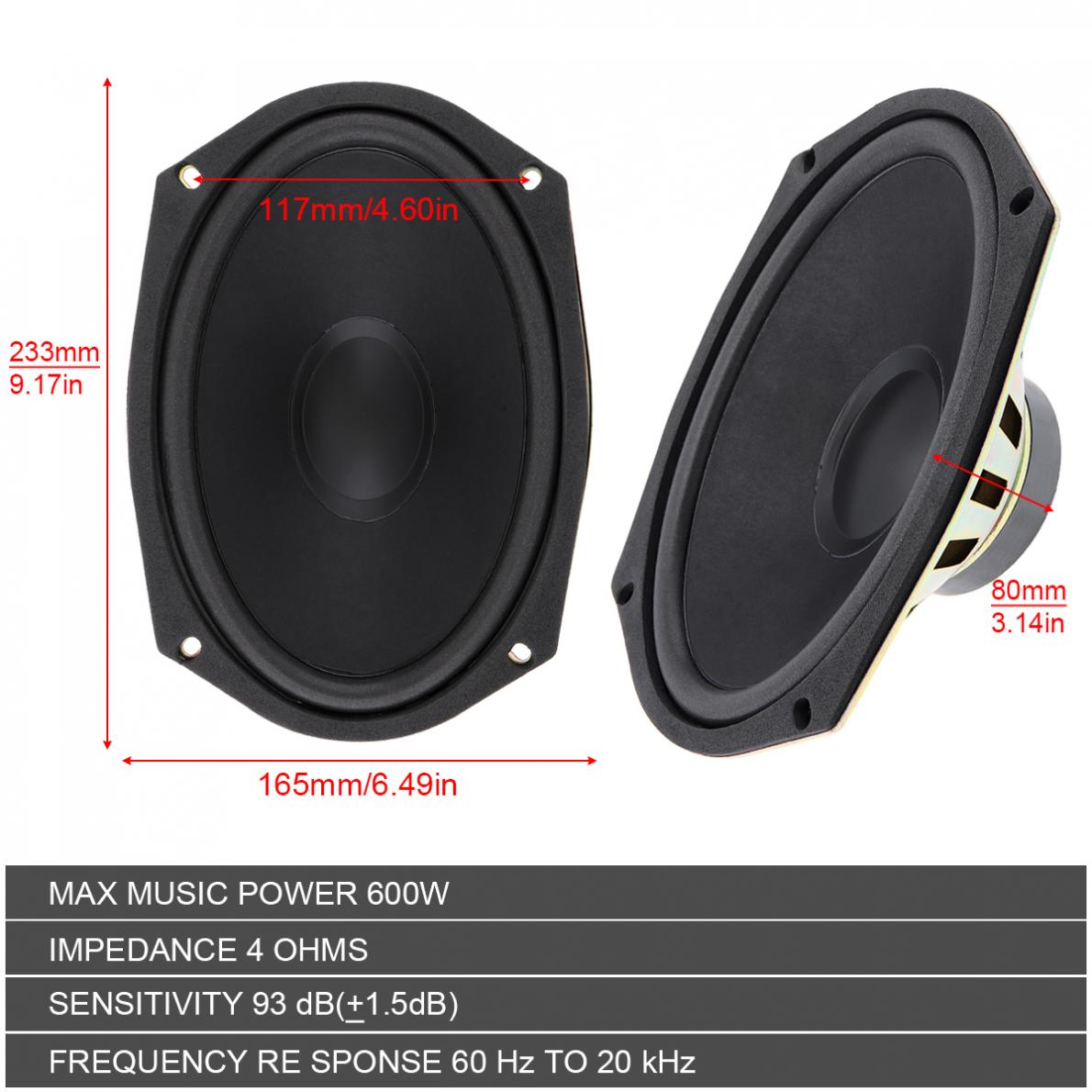 1/2ชิ้น6x9นิ้ว600W ลำโพงรถยนต์ - Audio Universal Music บทวิจารณ์และราคา