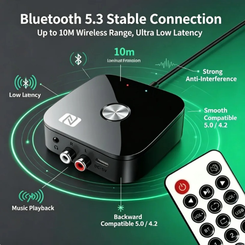 บลูทูธ 5.3 NFC ตัวรับสัญญาณเสี - Audio Music System For Home บทวิจารณ์และราคา